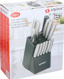 Edco Ustensiles Cuisine/Pâtisserie<Bloc avec couteaux de cuisine 15 pièces ALPINA
