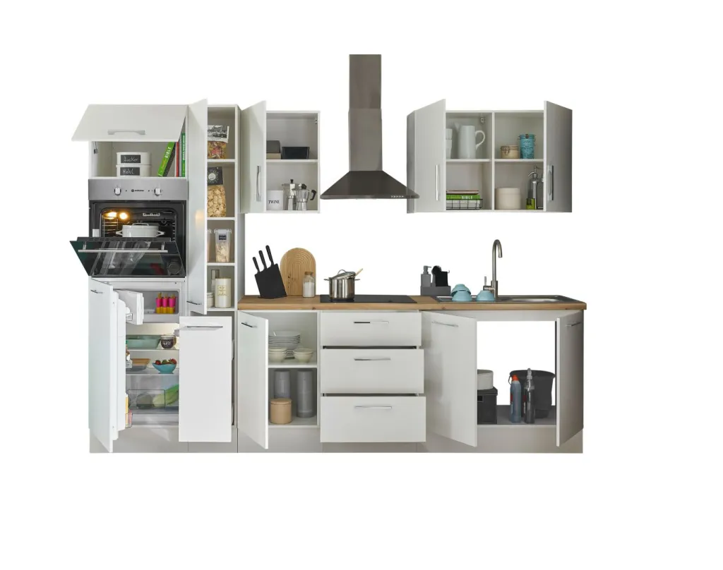 Bega BBK Cuisines Équipées|Afficher Blocs Cuisine<Bloc cuisine avec électroménager CORNWALL (bloc cuisine-four-réfrigérateur-armoire coulissante) I