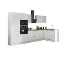 Bloc cuisine avec électroménager CORNWALL (cuisine d'angle-four-lave-vaisselle-réfrigérateur-micro-ondes) II