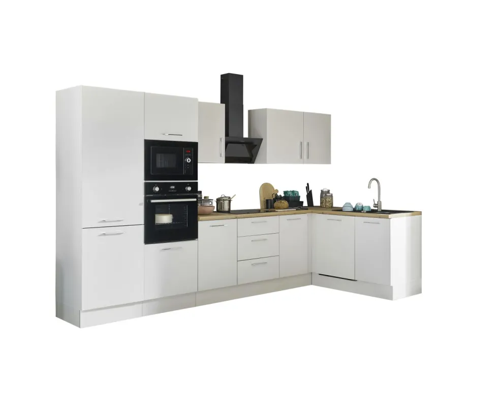 Bloc cuisine avec électroménager CORNWALL (cuisine d'angle-four-lave-vaisselle-réfrigérateur-micro-ondes) II