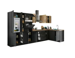 Bega BBK Cuisines Équipées|Afficher Blocs Cuisine<Bloc cuisine avec électroménager CORNWALL (cuisine d'angle-four-lave-vaisselle-réfrigérateur-armoire coulissante) III