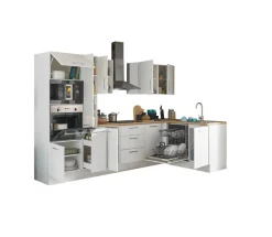 Bega BBK Cuisines Équipées|Afficher Blocs Cuisine<Bloc cuisine avec électroménager CORNWALL (cuisine d'angle-four-lave-vaisselle-micro-ondes) III
