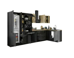 Bloc cuisine avec électroménager CORNWALL (cuisine d'angle-four-réfrigérateur-armoire coulissante) VIII