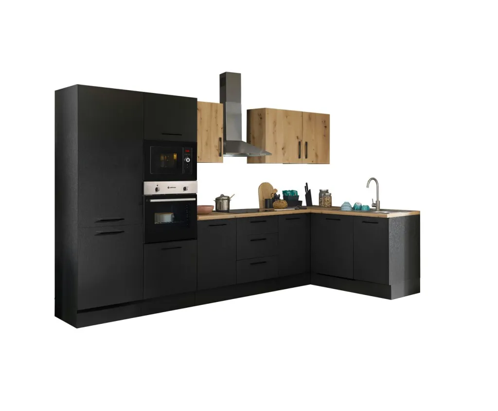 Bega BBK Cuisines Équipées|Afficher Blocs Cuisine<Bloc cuisine avec électroménager CORNWALL (cuisine d'angle-four-lave-vaisselle-réfrigérateur-micro-ondes) III