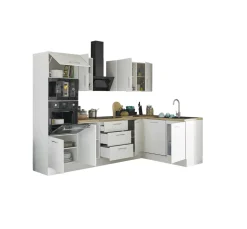 Bloc cuisine avec électroménager CORNWALL (cuisine d'angle-four-lave-vaisselle-micro-ondes) II