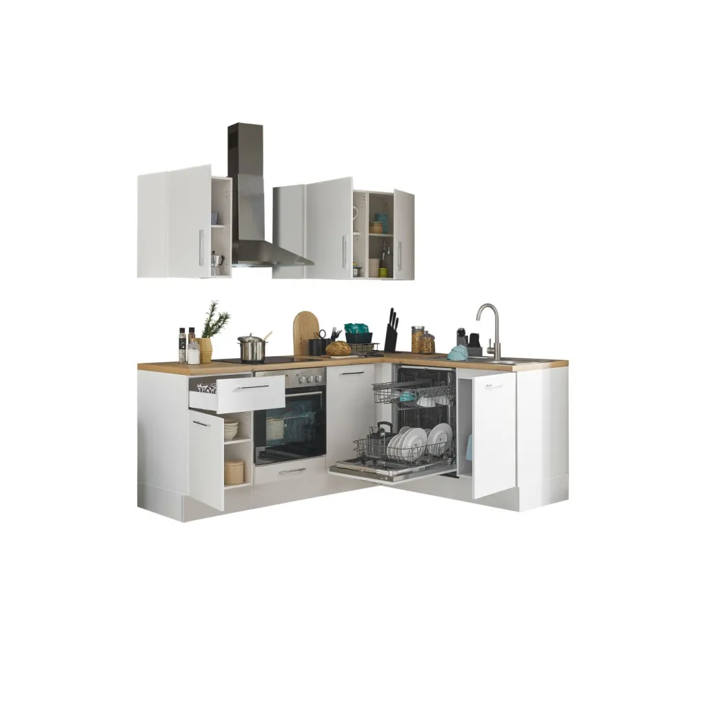 Bega BBK Cuisines Équipées|Afficher Blocs Cuisine<Bloc cuisine avec électroménager CORNWALL (cuisine d'angle-lave-vaisselle) I