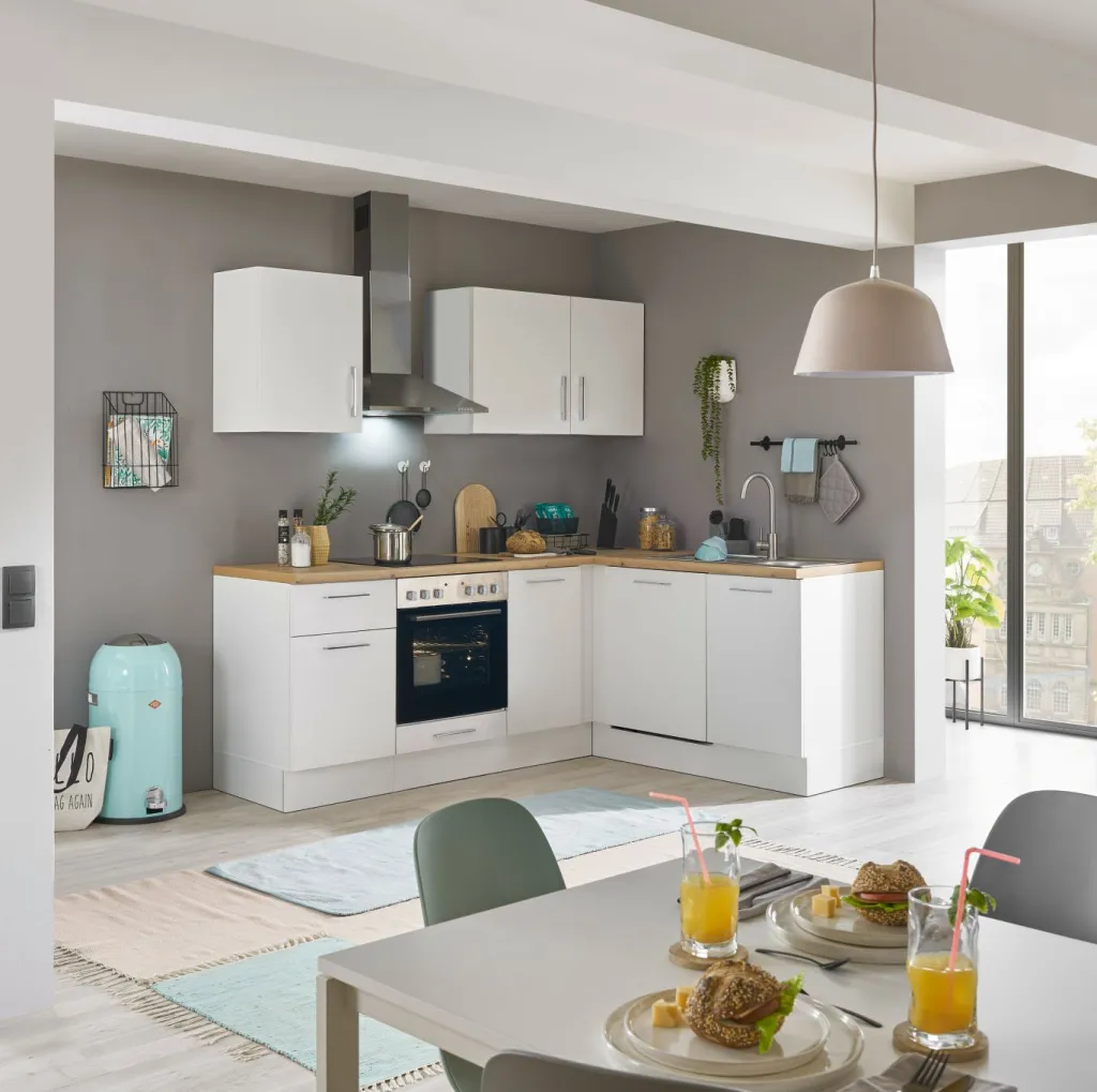 Bega BBK Cuisines Équipées|Afficher Blocs Cuisine<Bloc cuisine avec électroménager CORNWALL (cuisine d'angle-lave-vaisselle) I