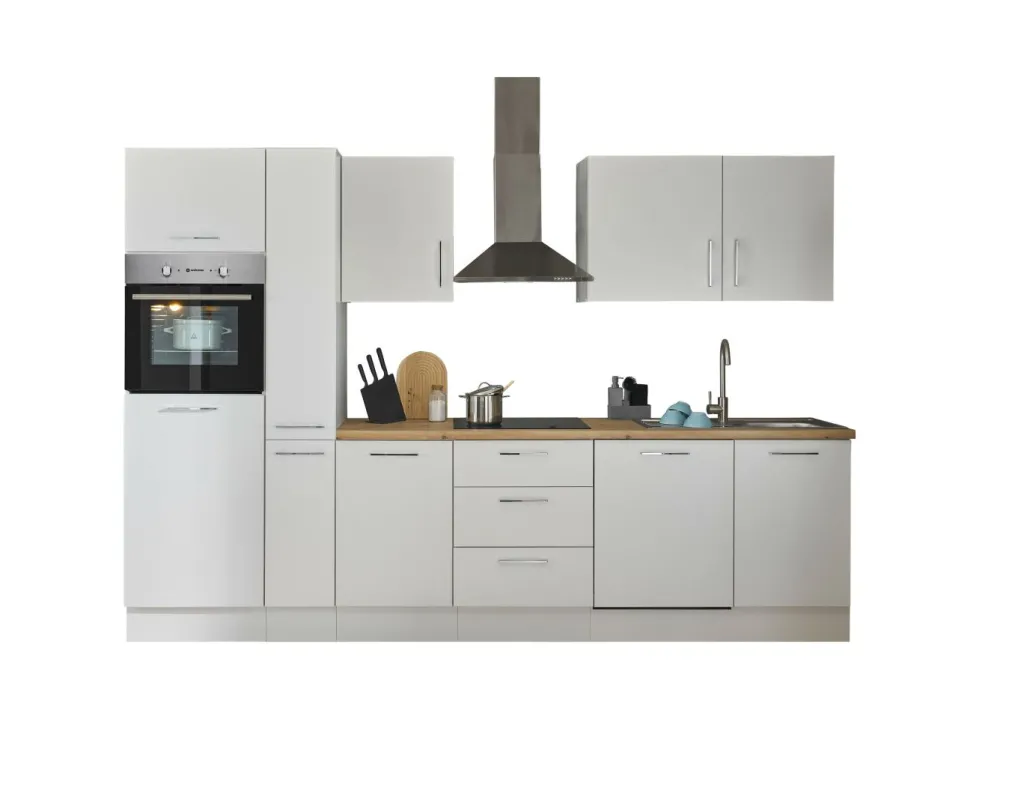 Bega BBK Cuisines Équipées|Afficher Blocs Cuisine<Bloc cuisine avec électroménager CORNWALL (bloc cuisine-four-lave-vaisselle-réfrigérateur-armoire coulissante) I