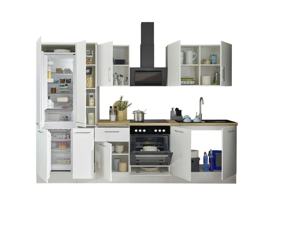 Bloc cuisine avec électroménager CORNWALL (bloc cuisine-réfrigérateur-armoire coulissante) II