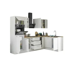 Bloc cuisine avec électroménager CORNWALL (cuisine d'angle-four-lave-vaisselle-réfrigérateur) II