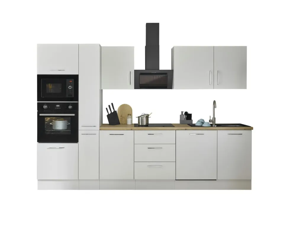 Bega BBK Cuisines Équipées|Afficher Blocs Cuisine<Bloc cuisine avec électroménager CORNWALL (bloc cuisine-four-lave-vaisselle-micro-ondes-armoire coulissante) II