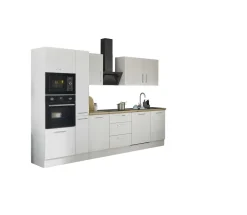 Bega BBK Cuisines Équipées|Afficher Blocs Cuisine<Bloc cuisine avec électroménager CORNWALL (bloc cuisine-four-lave-vaisselle-micro-ondes-armoire coulissante) II