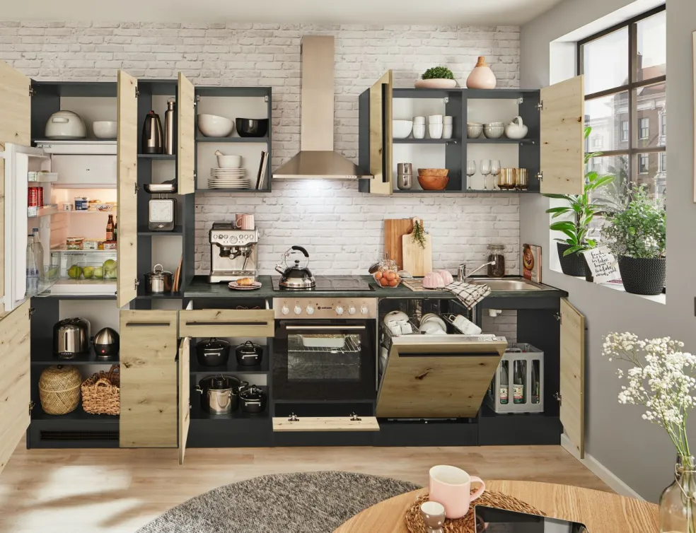 Bloc cuisine avec électroménager JAZZ 8 (bloc cuisine - réfrigérateur - armoire coulissante) III