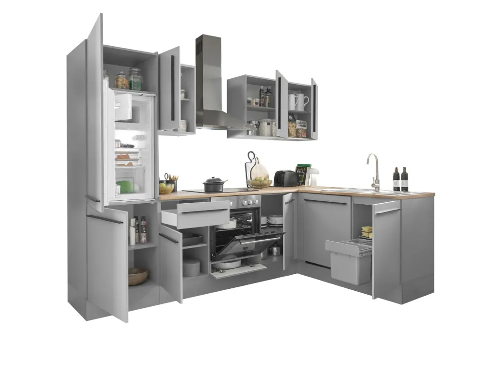 Bega BBK Cuisines Équipées|Afficher Blocs Cuisine<Bloc cuisine avec électroménager MANCHESTER (angle-réfrigérateur) I
