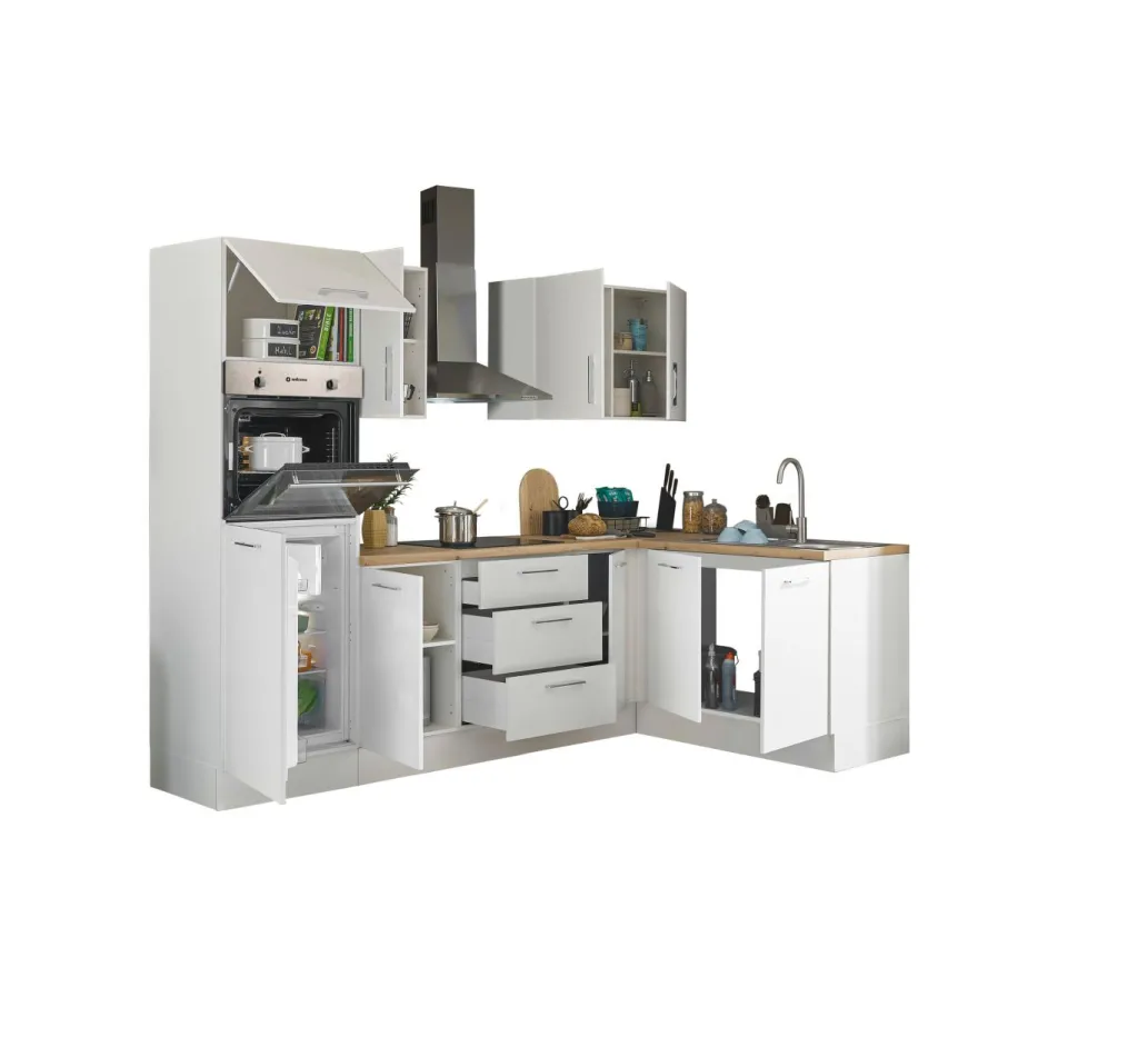 Bega BBK Cuisines Équipées|Afficher Blocs Cuisine<Bloc cuisine avec électroménager CORNWALL (cuisine d'angle-four-réfrigérateur) I