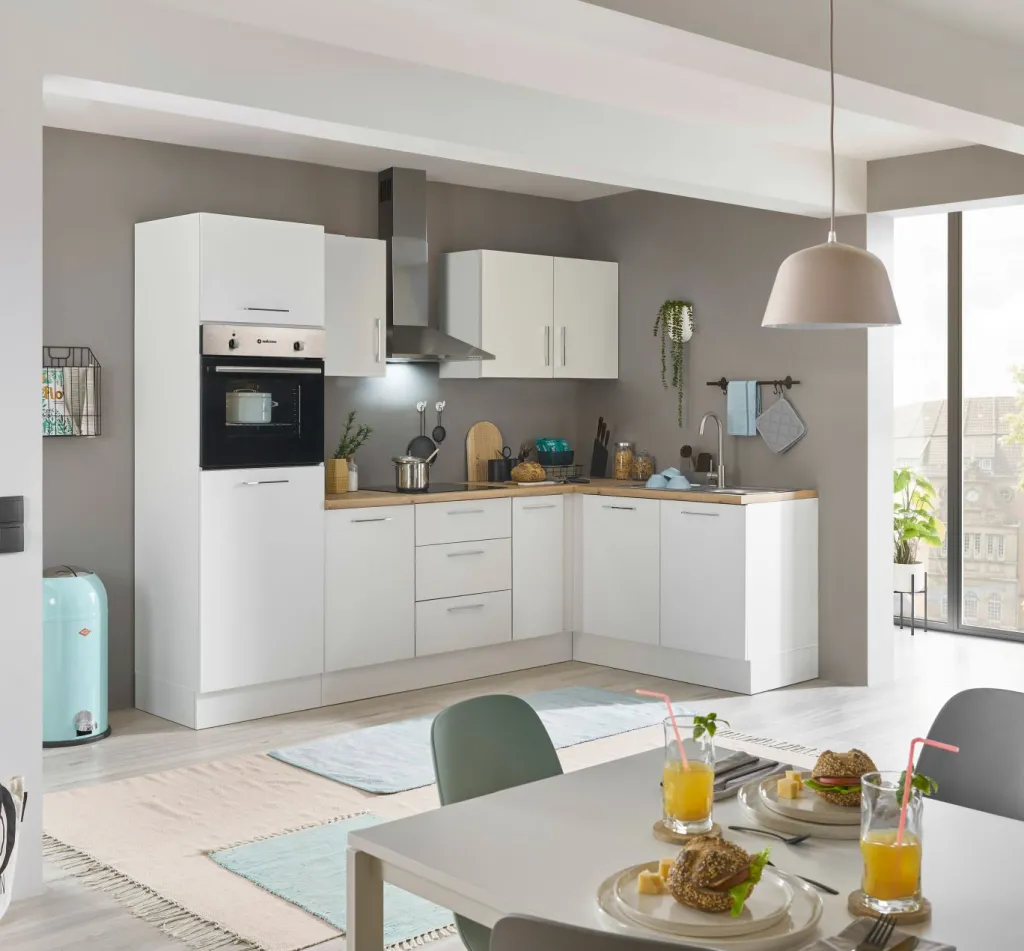 Bega BBK Cuisines Équipées|Afficher Blocs Cuisine<Bloc cuisine avec électroménager CORNWALL (cuisine d'angle-four-réfrigérateur) I