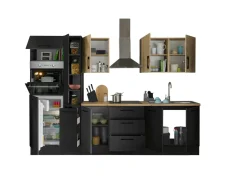 Bega BBK Cuisines Équipées|Afficher Blocs Cuisine<Bloc cuisine avec électroménager CORNWALL (bloc cuisine-four-réfrigérateur-armoire coulissante) V