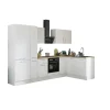 Bloc cuisine avec électroménager CORNWALL (cuisine d'angle-réfrigérateur-armoire coulissante) II