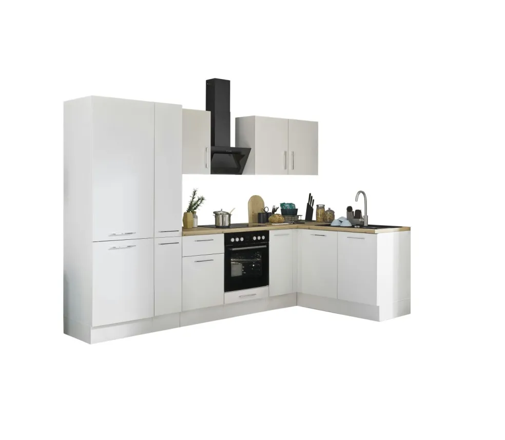 Bloc cuisine avec électroménager CORNWALL (cuisine d'angle-réfrigérateur-armoire coulissante) II