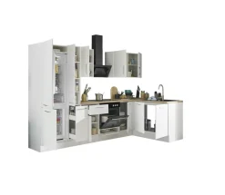 Bloc cuisine avec électroménager CORNWALL (cuisine d'angle-réfrigérateur-armoire coulissante) II