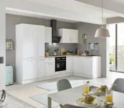 Bloc cuisine avec électroménager CORNWALL (cuisine d'angle-réfrigérateur-armoire coulissante) II