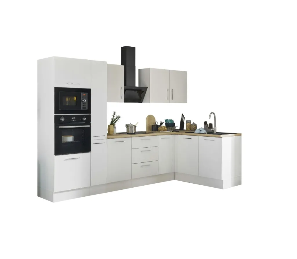 Bega BBK Cuisines Équipées|Afficher Blocs Cuisine<Bloc cuisine avec électroménager CORNWALL (cuisine d'angle-four-micro-ondes-armoire coulissante) II