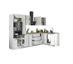 Bega BBK Cuisines Équipées|Afficher Blocs Cuisine<Bloc cuisine avec électroménager CORNWALL (cuisine d'angle-four-micro-ondes-armoire coulissante) II