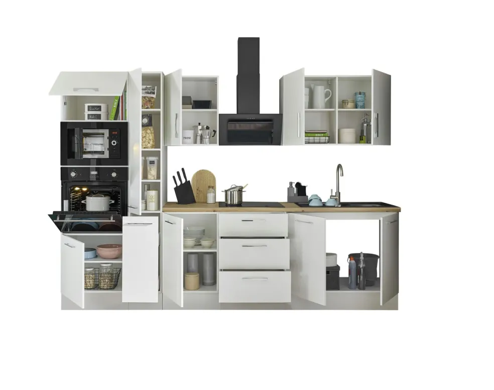 Bloc cuisine avec électroménager CORNWALL (bloc cuisine-four-micro-ondes-armoire coulissante) II