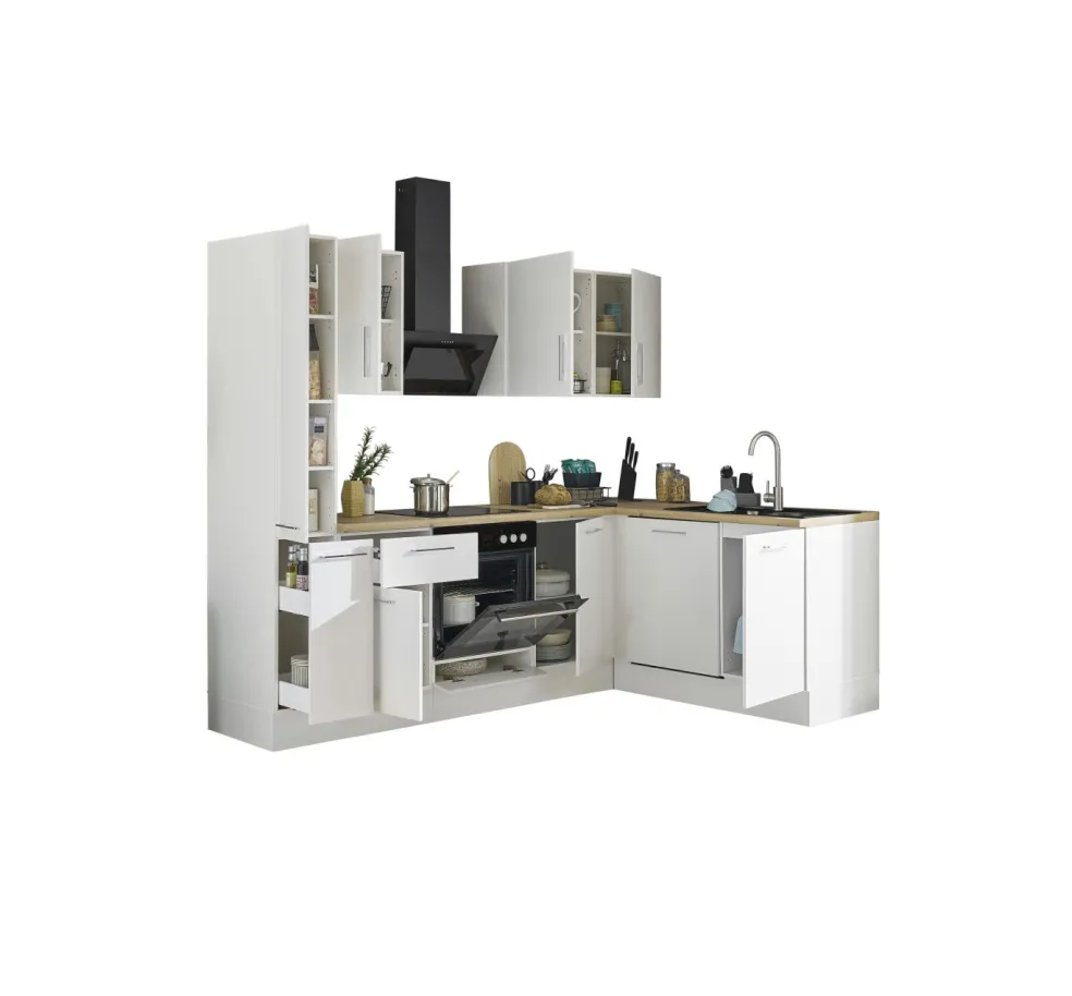 Bloc cuisine avec électroménager CORNWALL (cuisine d'angle-armoire coulissante-lave-vaisselle) II