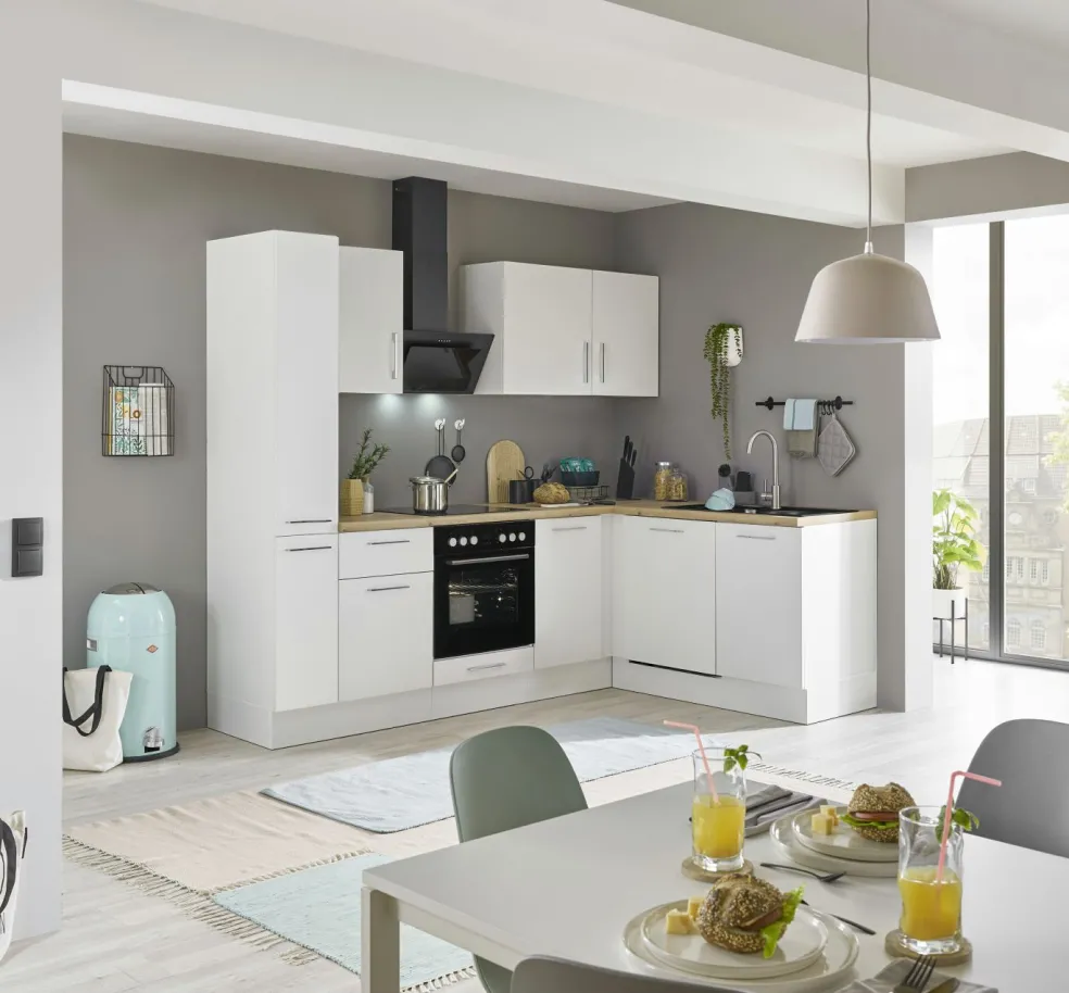 Bloc cuisine avec électroménager CORNWALL (cuisine d'angle-armoire coulissante-lave-vaisselle) II