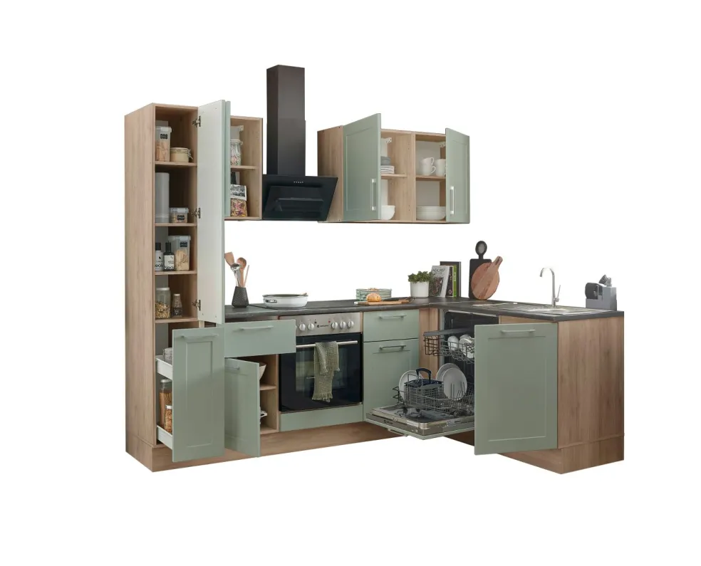 Bloc cuisine avec électroménager HASTINGS (cuisine d'angle - armoire coulissante) II