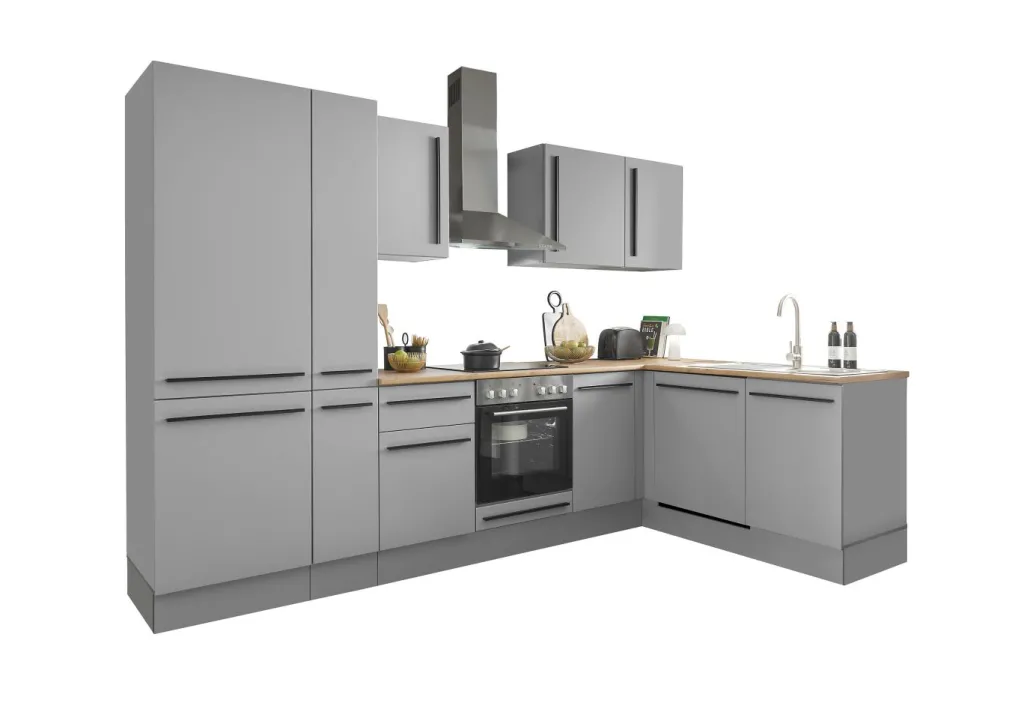 Bega BBK Cuisines Équipées|Afficher Blocs Cuisine<Bloc cuisine avec électroménager MANCHESTER (angle-réfrigérateur-armoire coulissante) I