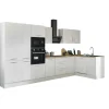 Bloc cuisine avec électroménager CORNWALL (cuisine d'angle-four-lave-vaisselle-réfrigérateur-micro-ondes-armoire coulissante) II