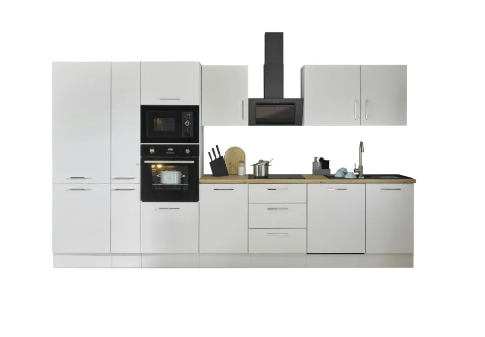 Bloc cuisine avec électroménager CORNWALL (bloc cuisine-four-lave-vaisselle-réfrigérateur-micro-ondes-armoire coulissantes) II