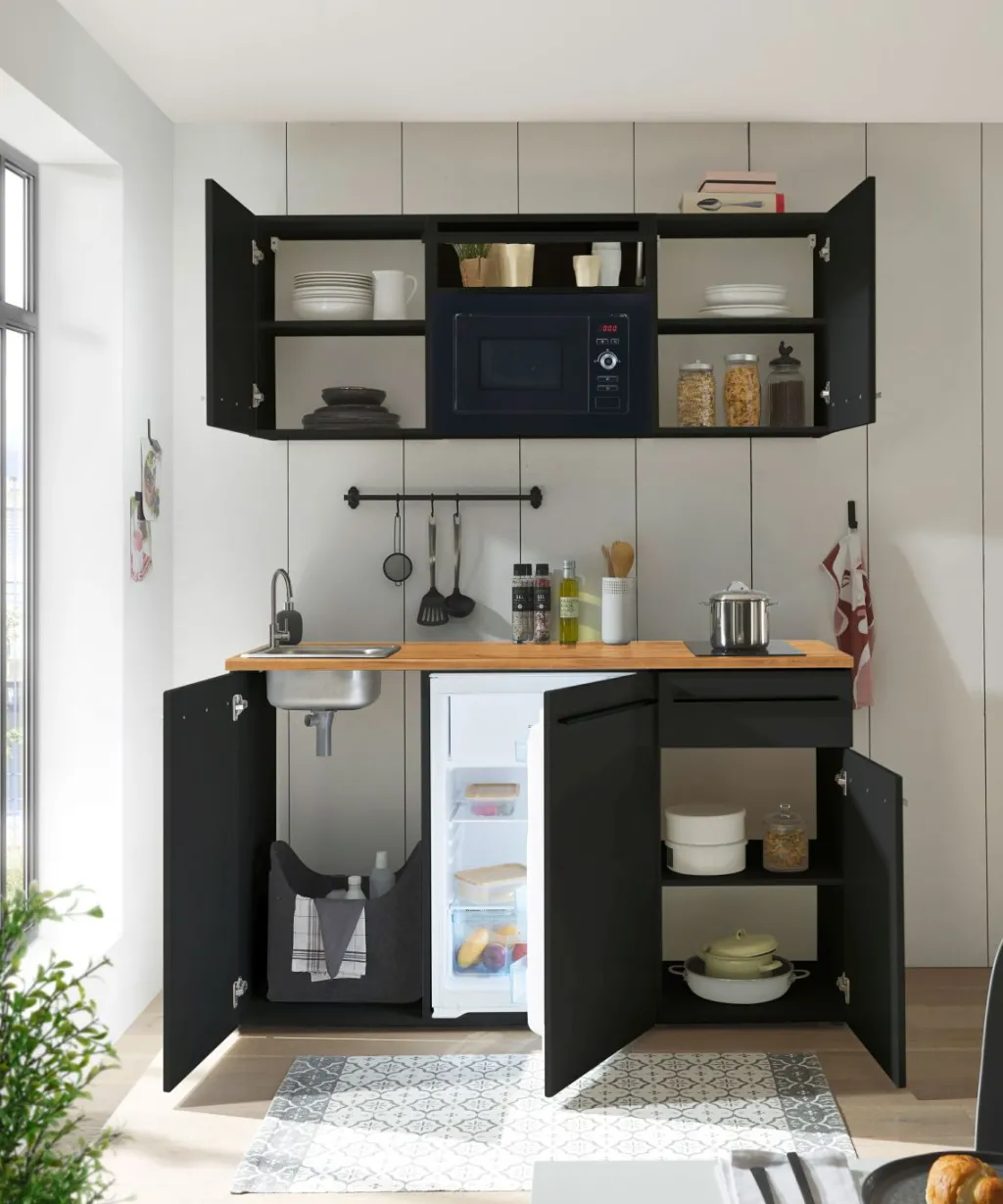 Bega BBK Meubles De Cuisine Jazz|Cuisines Équipées<Bloc cuisine avec électroménager JAZZ SINGLE Z 160 BLACK EE