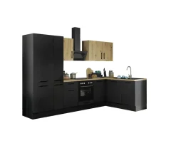 Bloc cuisine avec électroménager CORNWALL (cuisine d'angle-lave-vaisselle-réfrigérateur-armoire coulissante) IV