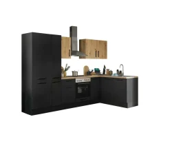 Bloc cuisine avec électroménager CORNWALL (cuisine d'angle-réfrigérateur-armoire coulissante) III