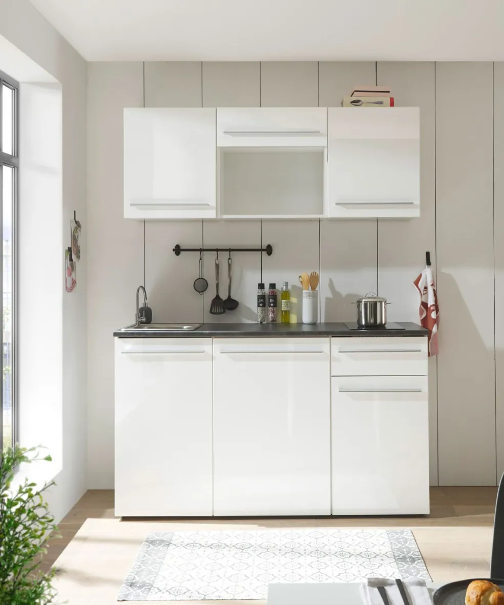 Bloc cuisine avec électroménager JAZZ SINGLE Z 160 WHITE EE