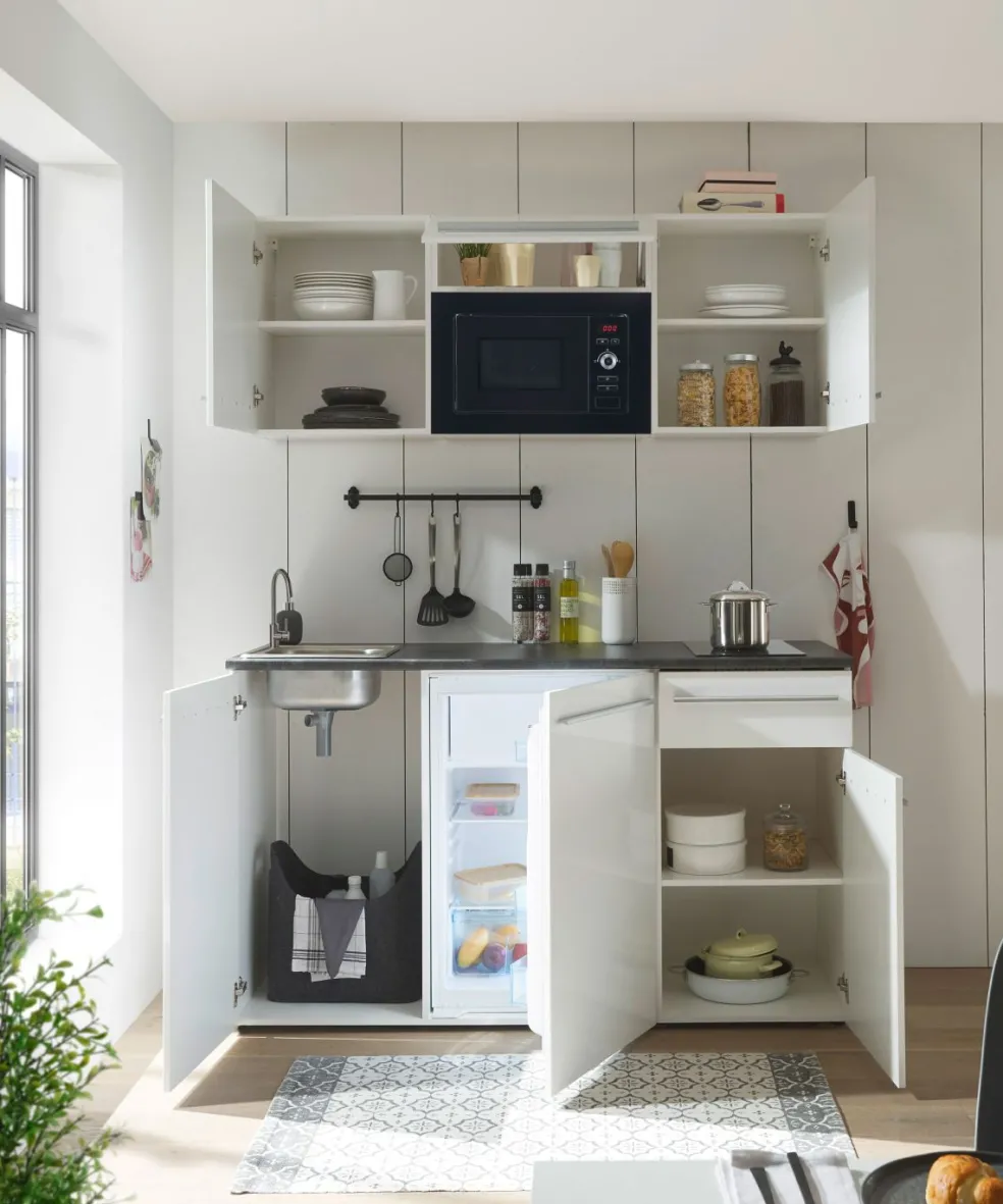 Bloc cuisine avec électroménager JAZZ SINGLE Z 160 WHITE EE