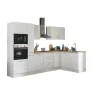 Bloc cuisine avec électroménager CORNWALL (cuisine d'angle-four-micro-ondes-armoire coulissante) I