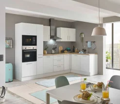 Bloc cuisine avec électroménager CORNWALL (cuisine d'angle-four-micro-ondes-armoire coulissante) I