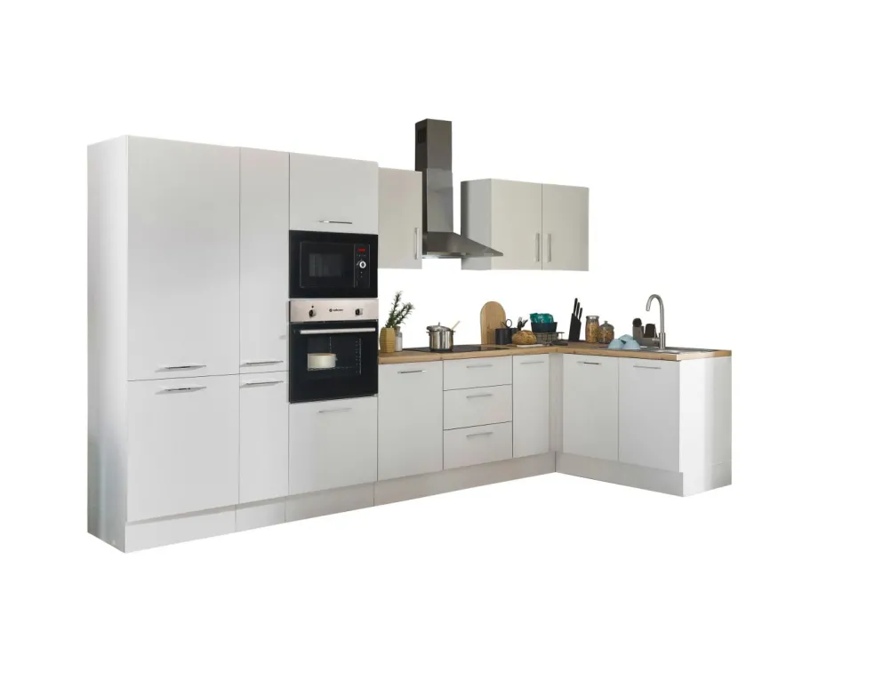 Bloc cuisine avec électroménager CORNWALL (bloc cuisine-four-réfrigérateur-micro-ondes-armoire coulissante) I