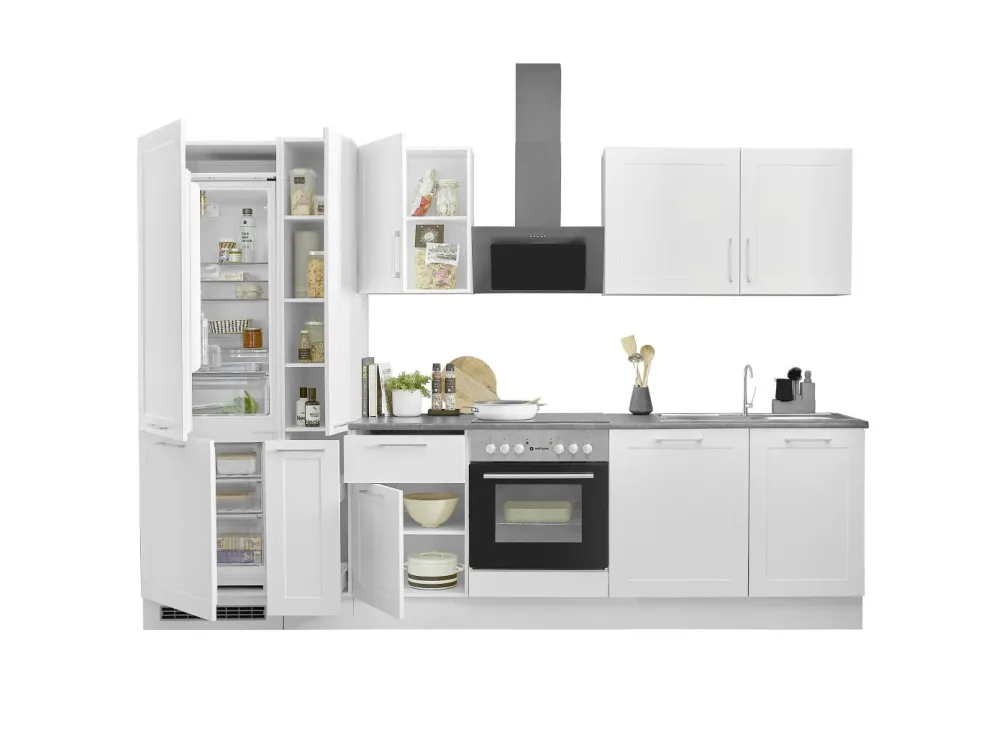 Bloc cuisine avec électroménager HASTINGS (bloc cuisine-frigo-armoire coulissante) I