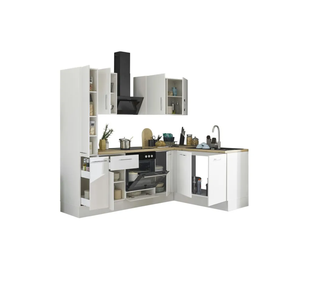 Bega BBK Cuisines Équipées|Afficher Blocs Cuisine<Bloc cuisine avec électroménager CORNWALL (cuisine d'angle-armoire coulissante) II