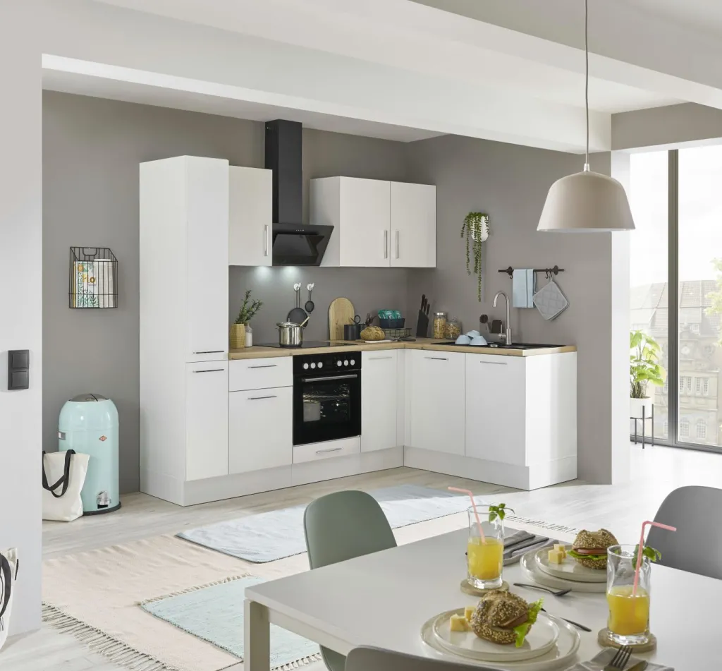 Bega BBK Cuisines Équipées|Afficher Blocs Cuisine<Bloc cuisine avec électroménager CORNWALL (cuisine d'angle-armoire coulissante) II