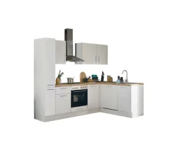 Bloc cuisine avec électroménager CORNWALL (cuisine d'angle-armoire coulissante-lave-vaisselle) I