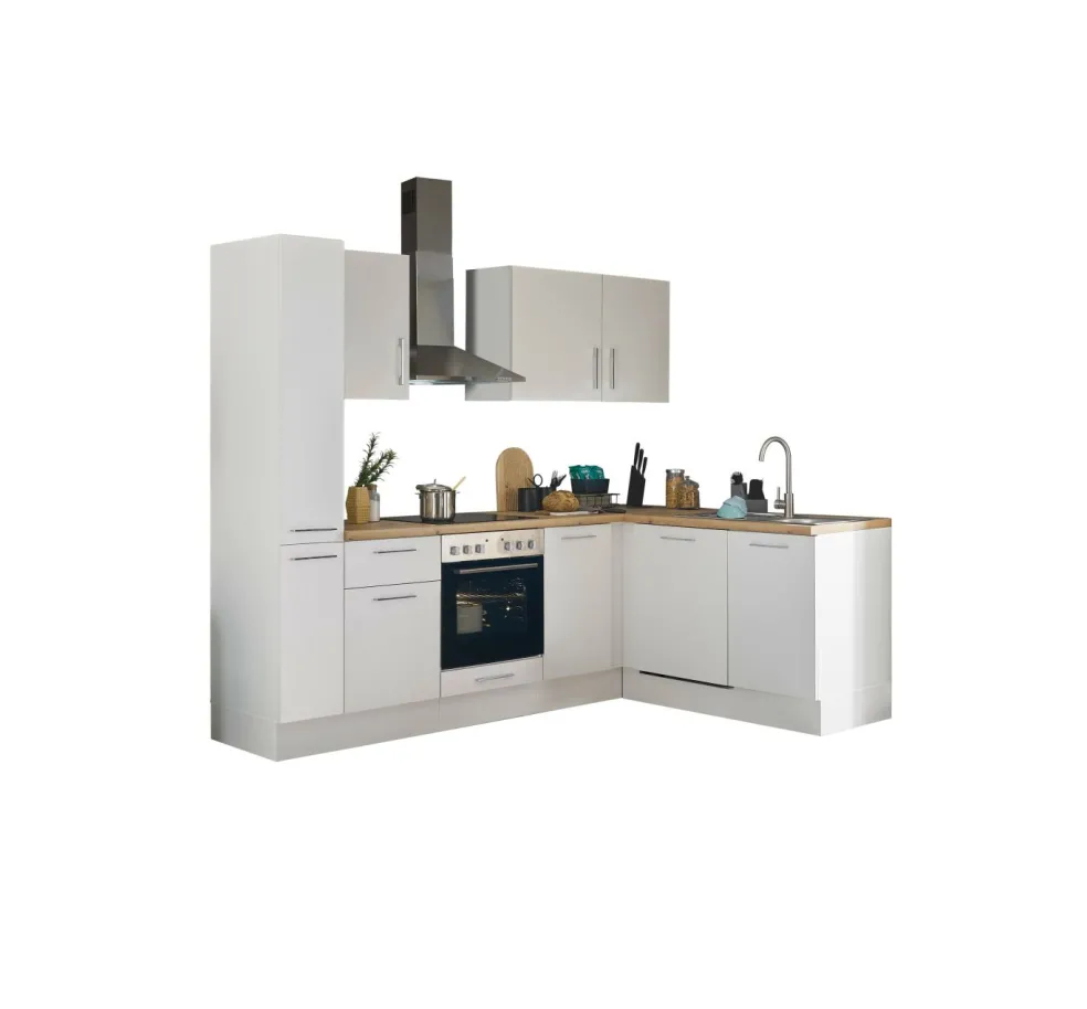 Bloc cuisine avec électroménager CORNWALL (cuisine d'angle-armoire coulissante-lave-vaisselle) I