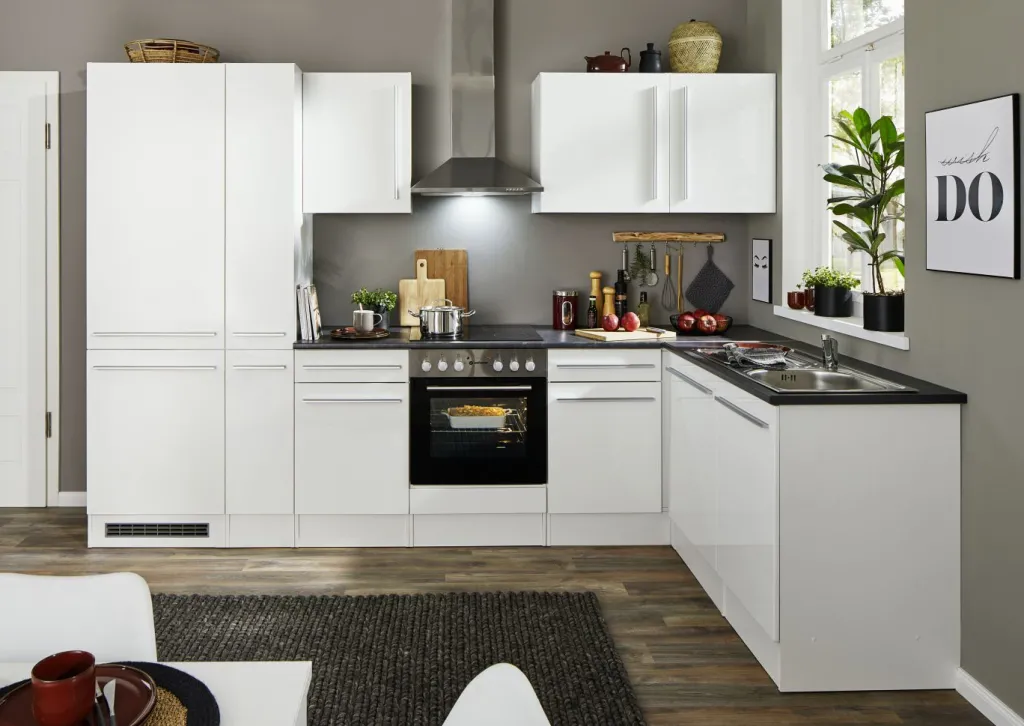 Bega BBK Meubles De Cuisine Jazz|Cuisines Équipées<Bloc cuisine avec électroménager JAZZ 8 (cuisine d'angle-réfrigérateur-armoire coulissante) I