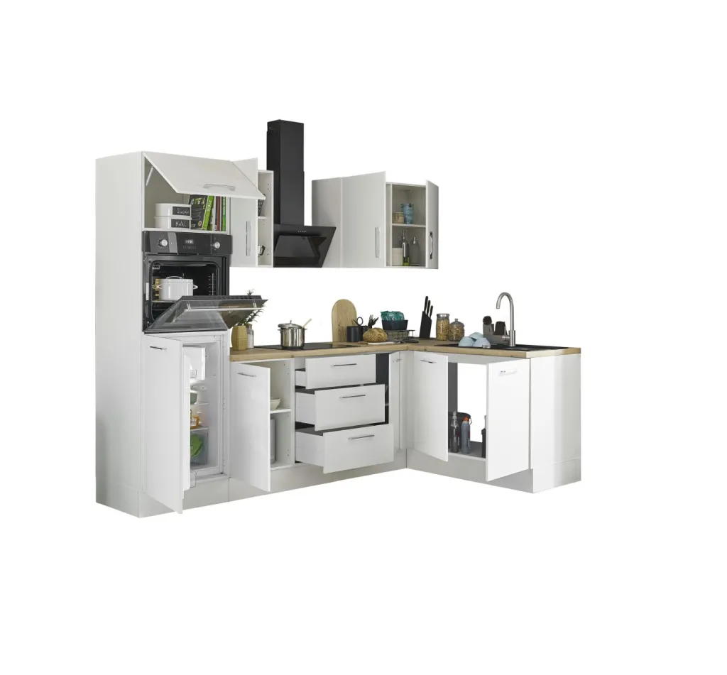 Bega BBK Cuisines Équipées|Afficher Blocs Cuisine<Bloc cuisine avec électroménager CORNWALL (cuisine d'angle-four-réfrigérateur) II