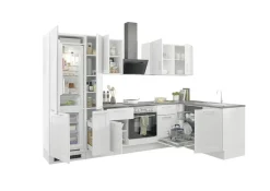 Bloc cuisine avec électroménager HASTINGS (cuisine d'angle-frigo-armoire coulissante) I